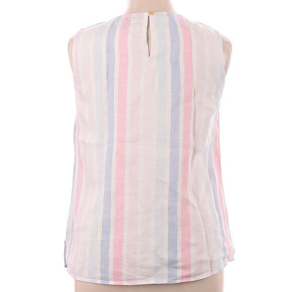 Pastel Striped Ellen Tracy Linen Scoop-Neck Sleeveless Top (NWT) - Picture 2 of 3